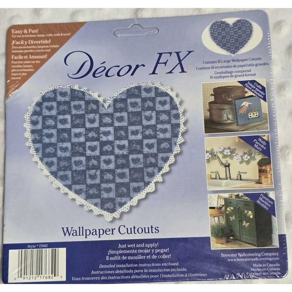 Vintage Cottagecore Blue Heart Wallpaper Cut Outs 2 New Decor FX Packages Canada